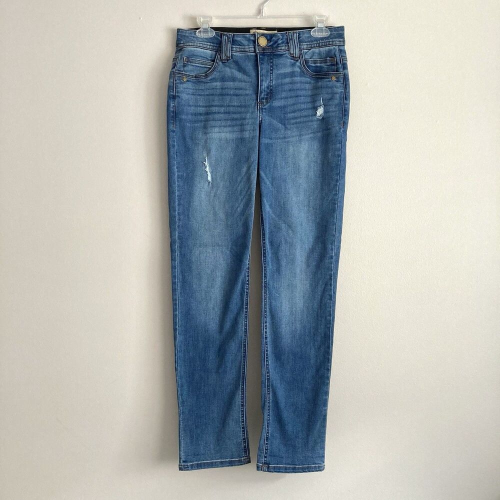 Democracy Ab Technology Jeans Womens 6 Blue Distressed Stretch Denim Med Wash
